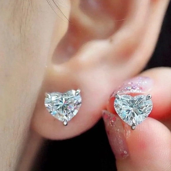 Certified 2Ct Diamond silver Earrings  - Brazil push back 925 - Picture 6 of 8